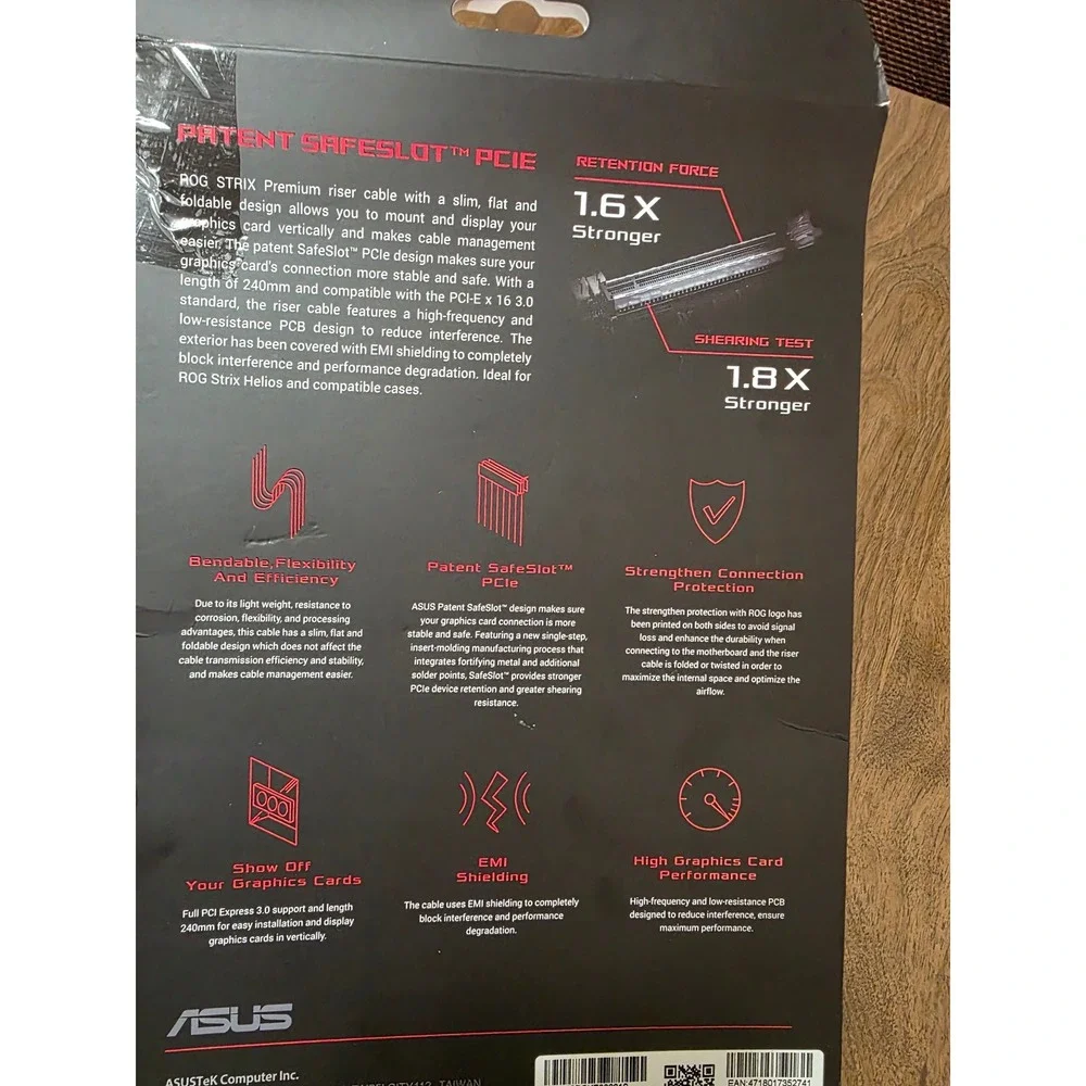 ASUS ROG Strix Premium Riser Cable PCI-E 3.0 x16 240mm RS200 90DC0080-B00010 New